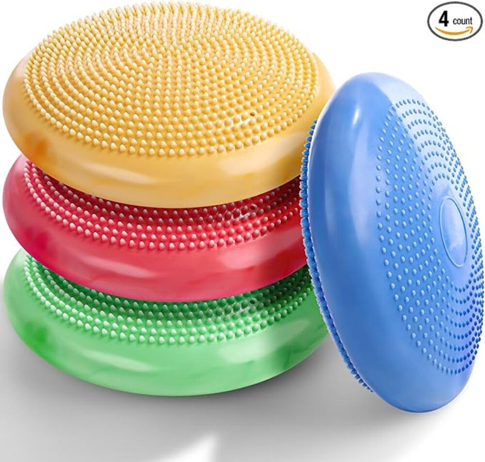 Libima 4 Pcs Wiggle Seat for Sensory Kids Inflated Wobble Cushion